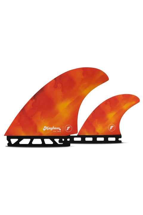 Futures Fins Mayhem Evil Twin + 1 Medium Twin Fin Set - Red / Orange