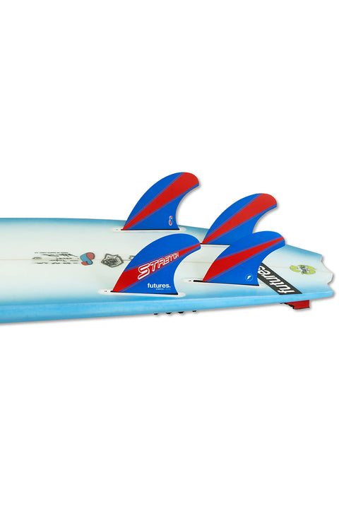 Futures Fins Stretch Quad Fin Set - Blue / Red - Bottom