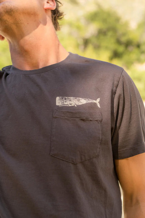 Mollusk Olde Whale Tee - Faded Black - Closeup