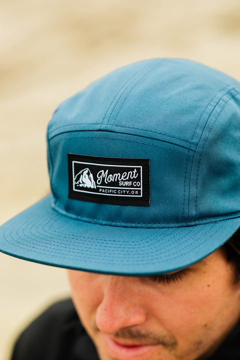 Moment PC Rock 5-Panel Hat - Light Navy - CLoseup