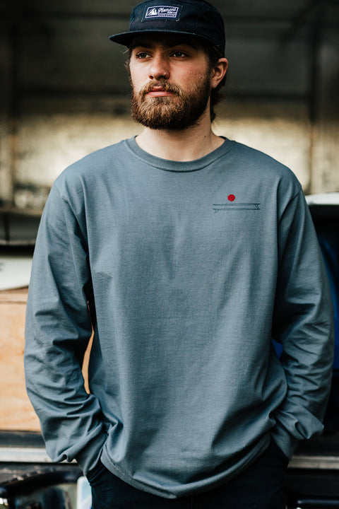 Moment Board Stack Long Sleeve Tee - Charcoal - Front