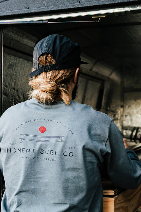 Moment Board Stack Long Sleeve Tee - Charcoal - Back Closeup