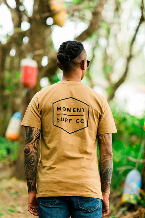 Moment Boxed Logo Tee - Camel - Back