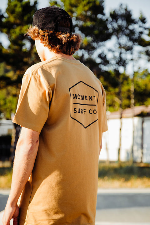 Moment Boxed Logo Tee - Camel - Back 2