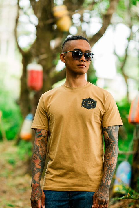 Moment Boxed Logo Tee - Camel