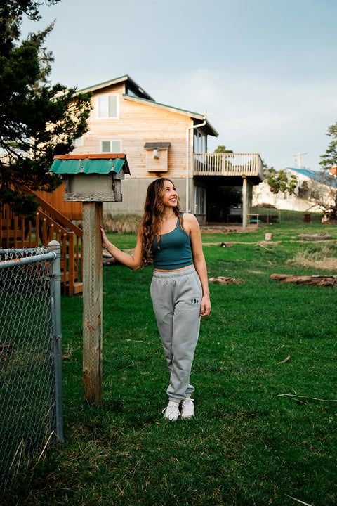 Moment Women's Kelp Friends Sweatpant - Storm - Front Pulled Back