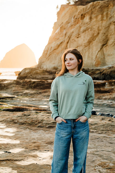 Moment Women's Lt. Dan Pullover Hoodie - Sage - Pulled Back