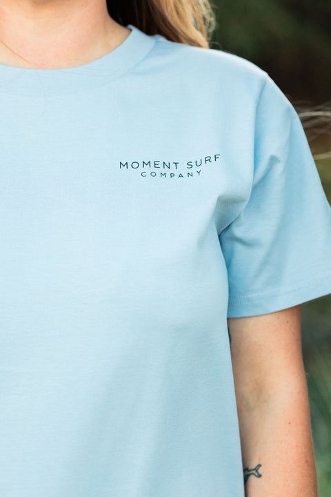 Moment Women's Surf Shack Tee - Powder - Front closeup