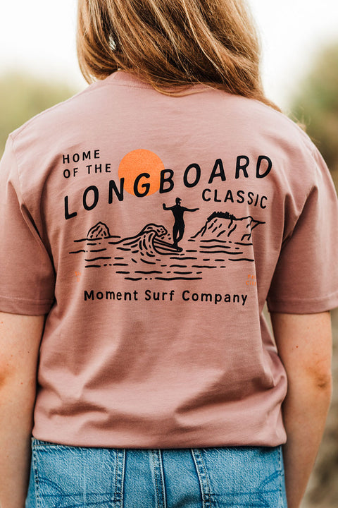 Moment The Classic T-Shirt - Hazy Pink - Back Female Model