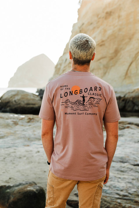 Moment The Classic T-Shirt - Hazy Pink - Back Male Model