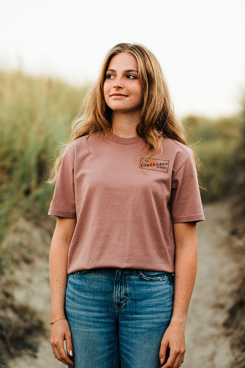 Moment The Classic T-Shirt - Hazy Pink - Front full female model