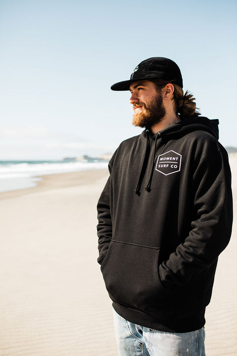 Moment Boxed Topo Logo Pullover Hoodie - Black / Multi - Front 2