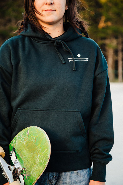 Moment Women's Board Stack Pullover Hoodie - Pine Green - Front 2