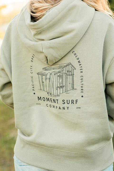 Moment Women's Surf Shack Pullover Hoodie - Eucalyptus - Back