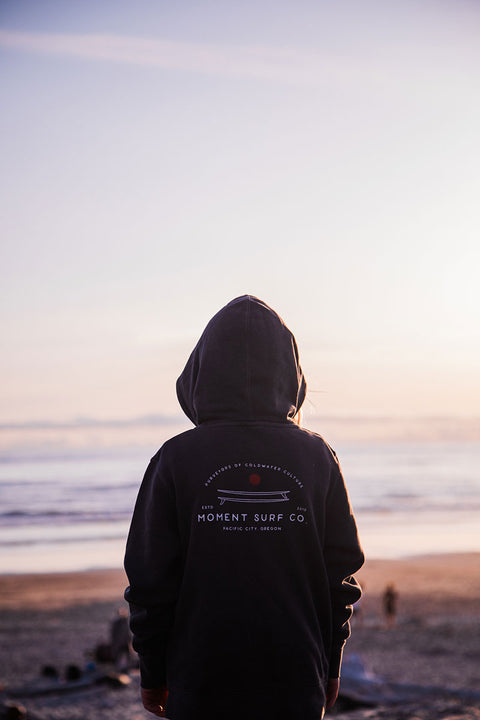 Moment Youth Board Stack Hoodie - Pigment Black - Back Sunset