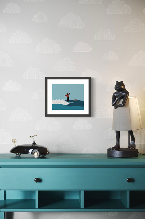 Muted Colors 8" x 10" Surf Art Prints - Contest Cruising Framed