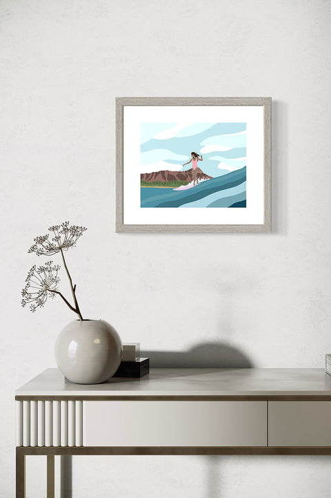 Muted Colors 8" x 10" Surf Art Prints - Cruisin Framed