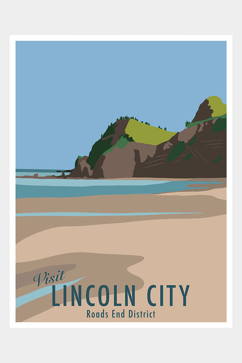 Muted Colors 8x10" Travel Poster Prints - Lincoln City