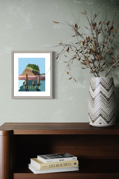 Muted Colors 8x10" Travel Poster Prints - On Wall Mockup