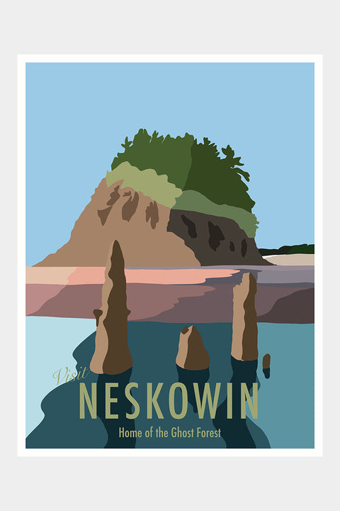 Muted Colors 8x10" Travel Poster Prints - Neskowin