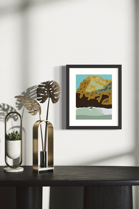 Muted Colors 8" x 10" Surf Art Prints - The Turn Framed