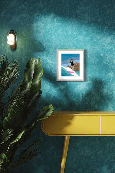 Muted Colors 8" x 10" Surf Art Prints - Tropical Toes Framed