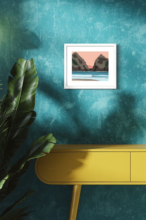 Muted Colors 8" x 10" Surf Art Prints - Twin Peaks Framed