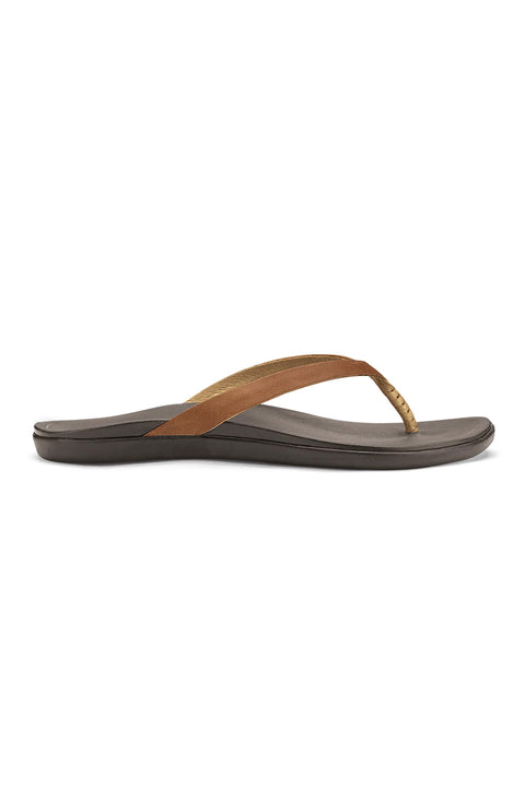 Olukai Women's Ho'Opio Leather Sandals - Sahara / Dark Java