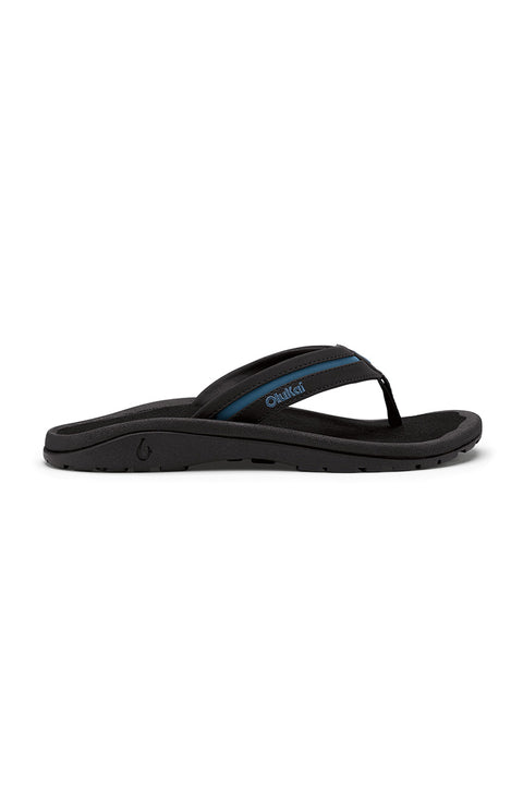 Olukai 'Ohana Palua Sandals - Black / Slate Blue- Side