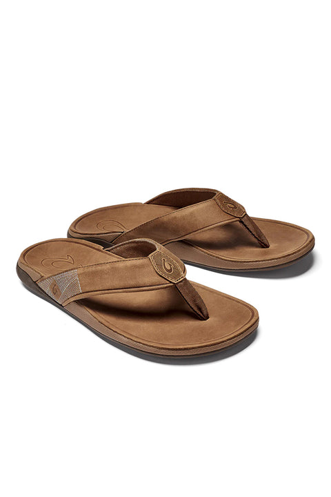 Olukai Tuahine Leather Sandals - Toffee - Both Sandals