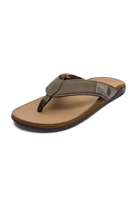 Olukai Tuahine Leather Sandals - Hunter / Golden Sand - Side