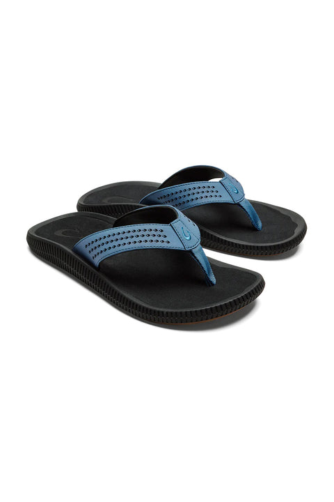 Olukai Ulele Sandal - Blue Fog / Lava Rock - Both Pairs