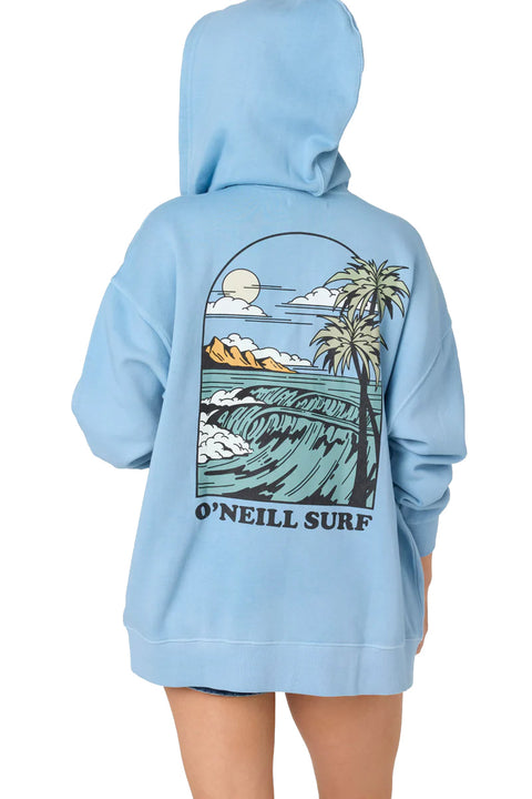O'Neill Byron Hooded Oversized Fit Zip Fleece Jacket - Pacific - Back