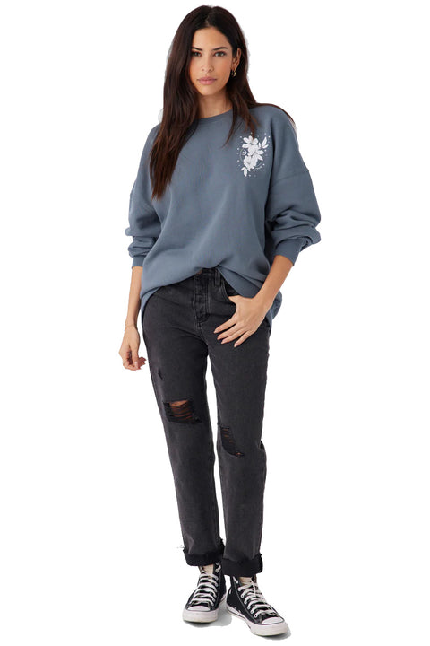 O'Neill Choice Crew Neck Oversized Fleece - Washed Slate- Front