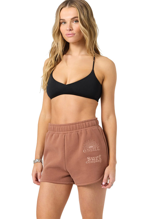 O'Neill Chore Break Scallop Fleece Short - Carob Brown- Front