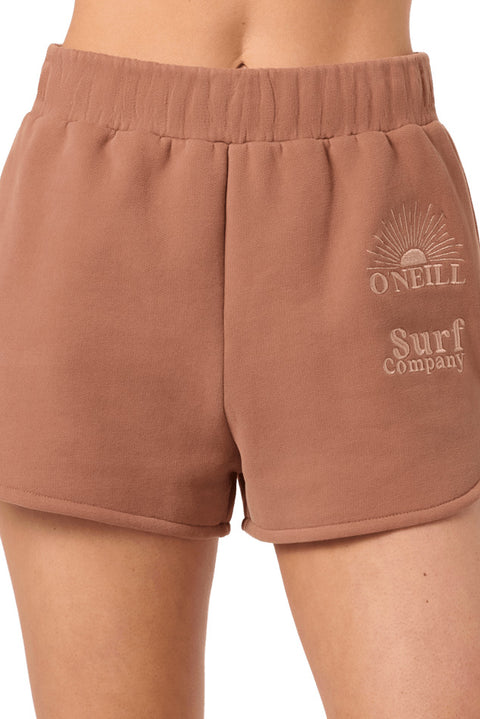 O'Neill Chore Break Scallop Fleece Short - Carob Brown- Close up on front