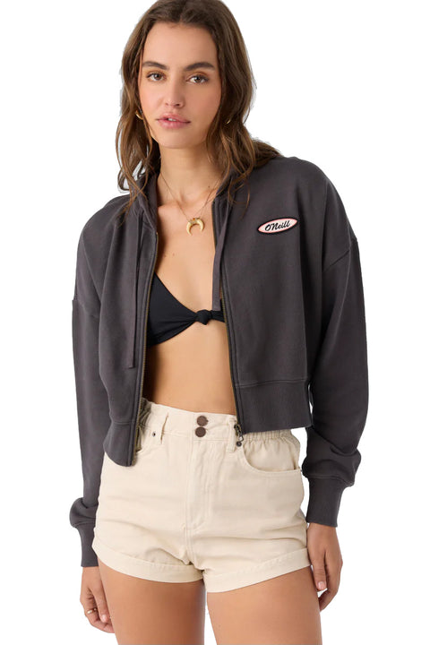 O'Neill Darcie Zip Fleece - Washed Black- Front