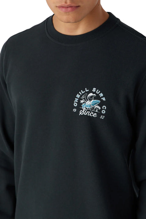 O'Neill Fifty Two Crew Pullover Fleece - Dark Charcoal- zoomed in on front logo