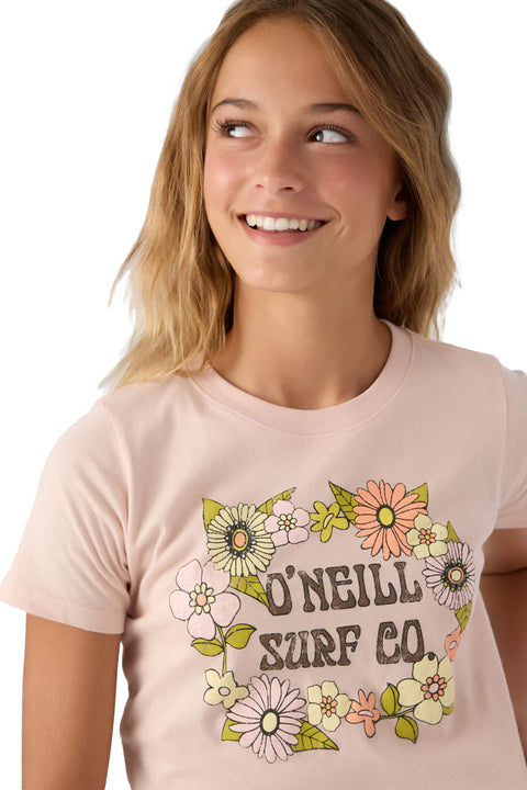 O'Neill Girl's Sixties Tee - Rose Dust - Closeup