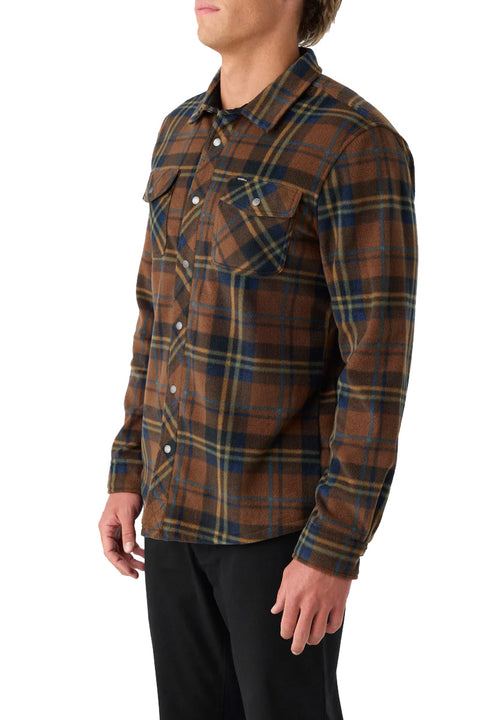 O'Neill Glacier Plaid Overshirt Superfleece - Carafe- Side