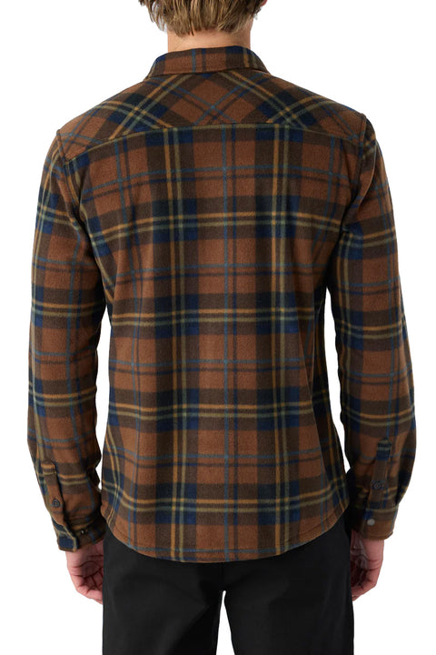 O'Neill Glacier Plaid Overshirt Superfleece - Carafe- Back