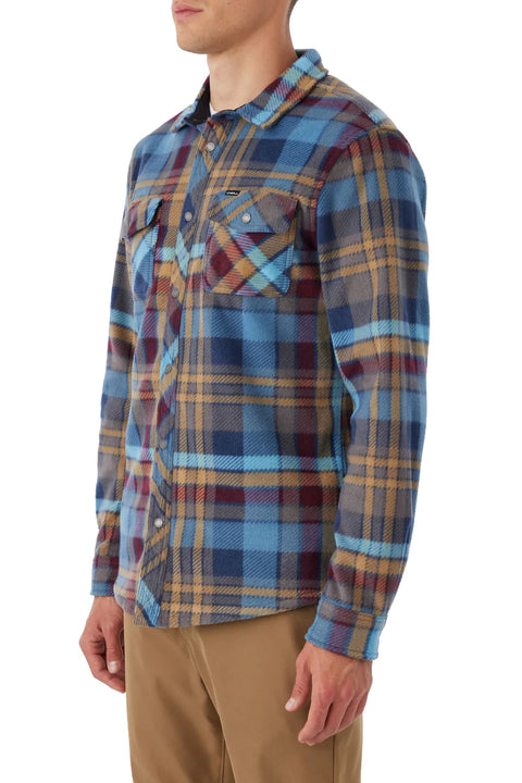 O'Neill Glacier Plaid Superfleece Flannel - Blue Shadow - Side