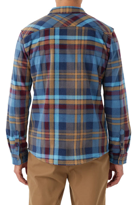 O'Neill Glacier Plaid Superfleece Flannel - Blue Shadow - Back