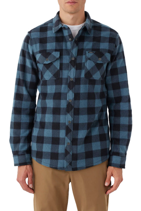 O'Neill Glacier Plaid Superfleece Flannel - Storm Blue