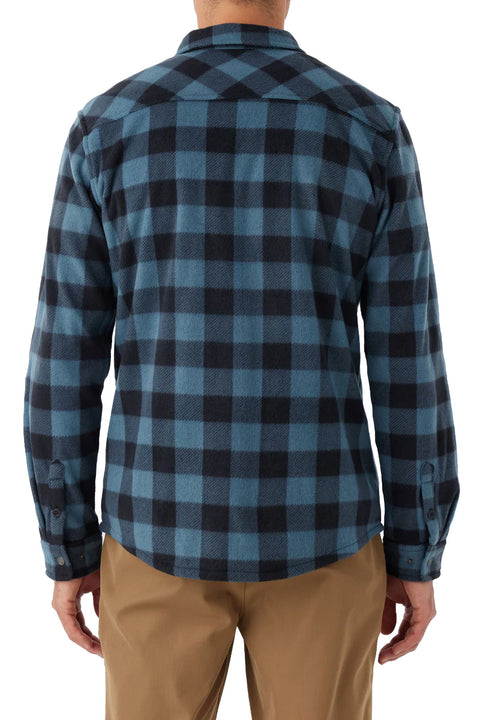 O'Neill Glacier Plaid Superfleece Flannel - Storm Blue - Back