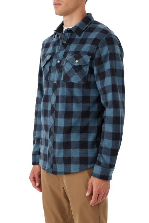 O'Neill Glacier Plaid Superfleece Flannel - Storm Blue - Side