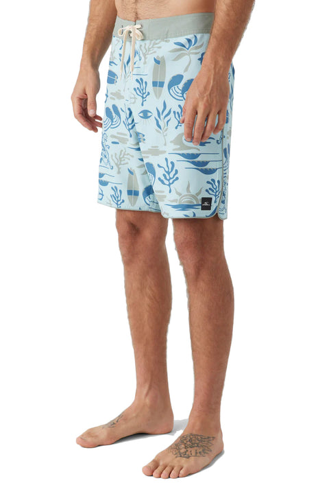 O'Neill Hyperfreak Mysto Scallop 19" Boardshorts - Sky Blue - Side