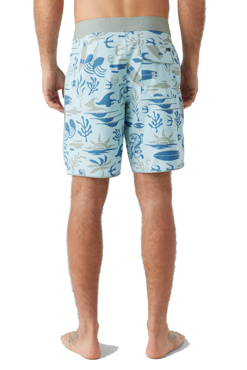 O'Neill Hyperfreak Mysto Scallop 19" Boardshorts - Sky Blue - Back