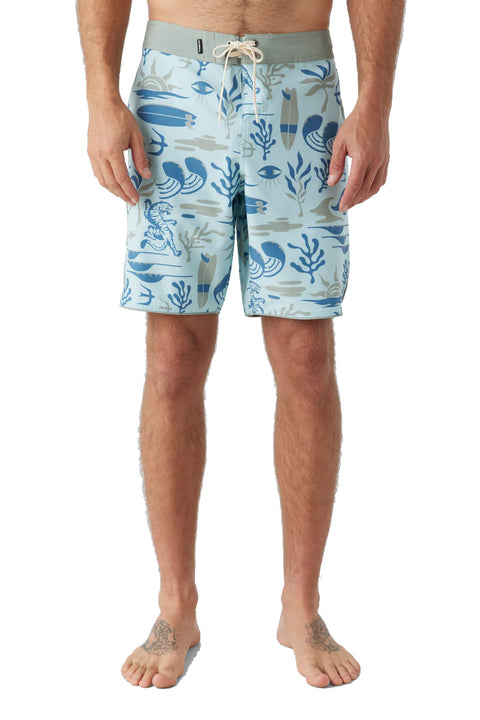 O'Neill Hyperfreak Mysto Scallop 19" Boardshorts - Sky Blue