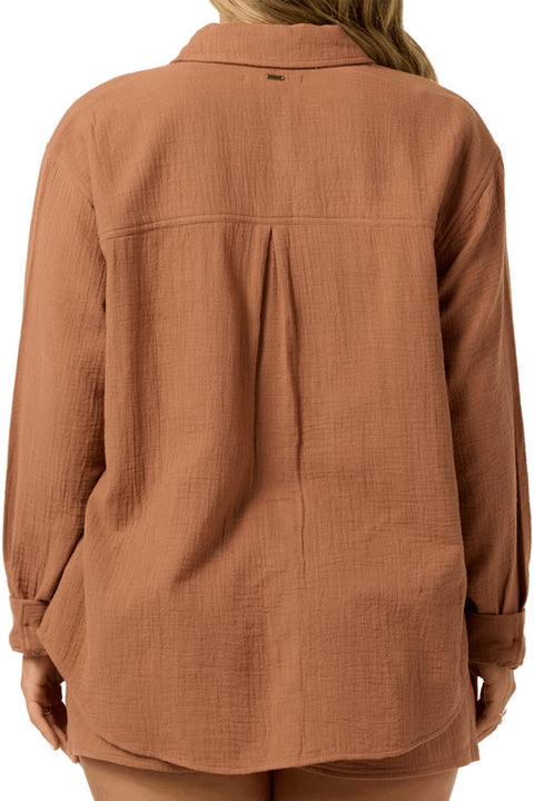 O'Neill Leni Relaxed L/S Woven Shirt - Carob Brown- Back